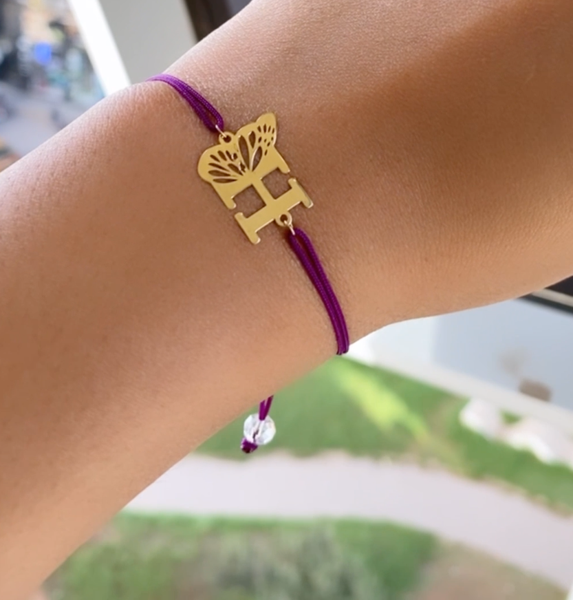 Cordon Lettre Papillion en Or 18k - Toutes les lettres et les couleurs disponible !
